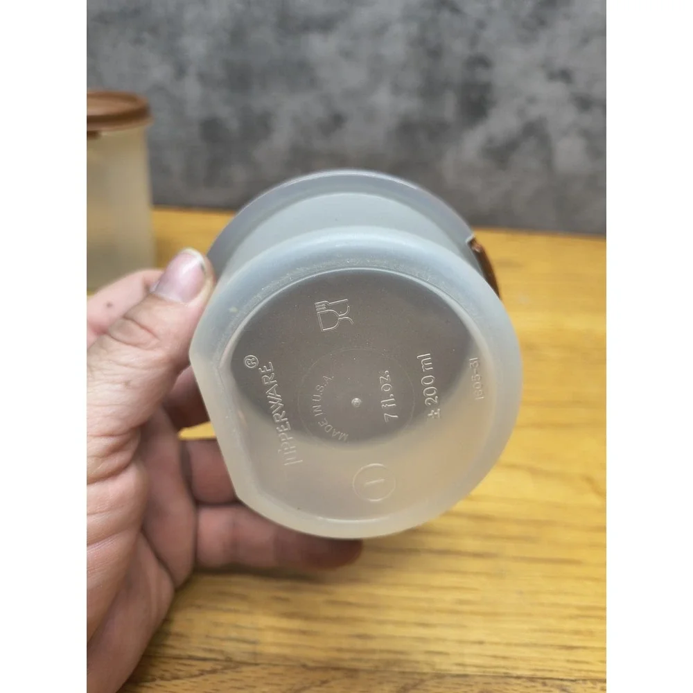 Lot of  3  Brown Lid Tupperware‎ Modular Mates - Storage